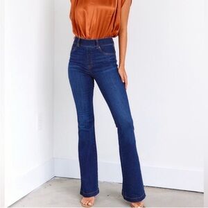 Spanx Blue Cotton Flare Jeans Pull on Jean-ish Stretchy Pants